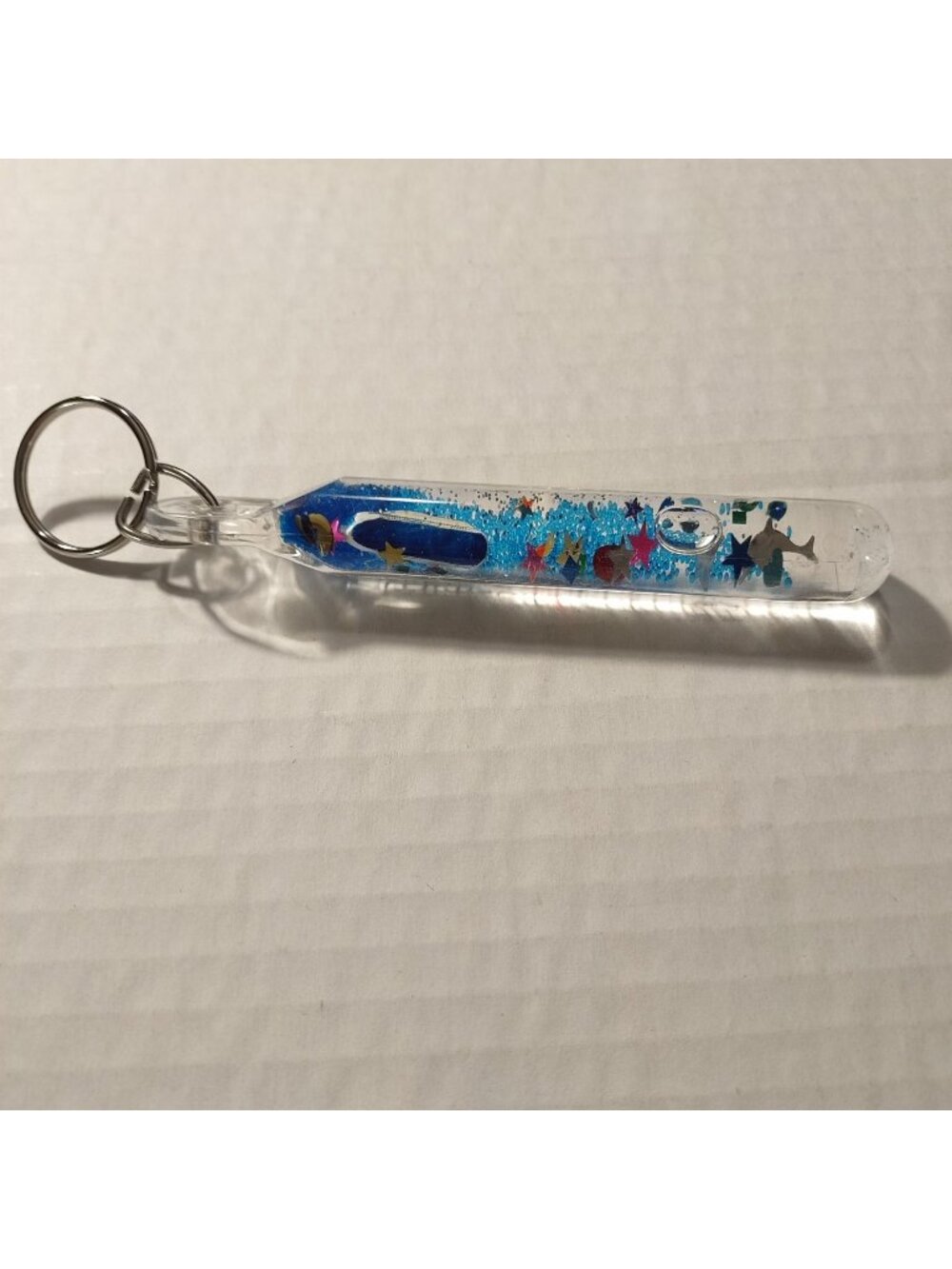 Ocean-Themed Acrylic Keychain W/Floating Glitter & Colorful Sea Creature Designs
